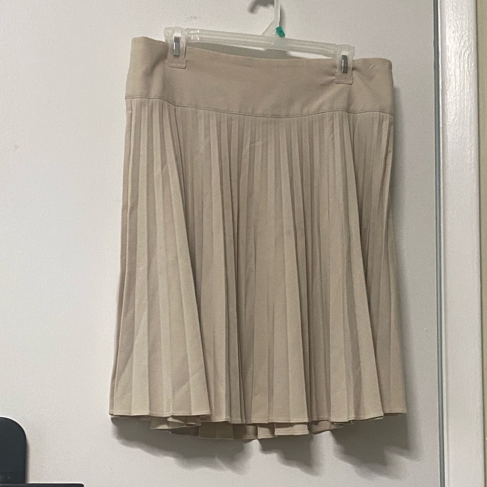 Cream Tan Knee-Length Skater Skirt